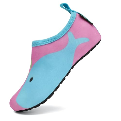 SAGUARO Wasserschuhe Badeschuhe Kinder Schwimmschuhe Jungen Mädchen Strandschuhe Schnelltrocknend Aquaschuhe Leicht rutschfeste Surfschuhe Neoprenschuhe Tauchschuhe Rosa,GR.22/23 von SAGUARO