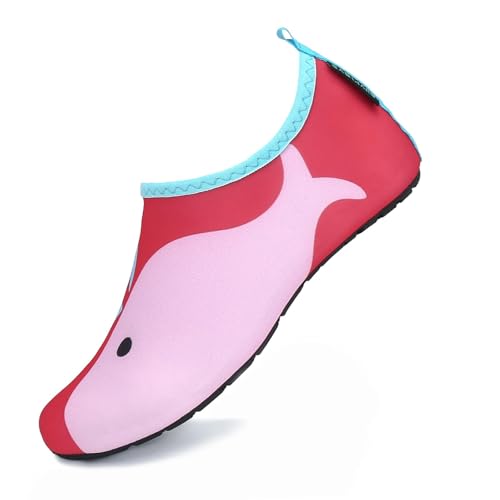 SAGUARO Wasserschuhe Badeschuhe Kinder Schwimmschuhe Jungen Mädchen Strandschuhe Schnelltrocknend Aquaschuhe Leicht rutschfeste Surfschuhe Neoprenschuhe Tauchschuhe Rot,GR.28/29 von SAGUARO