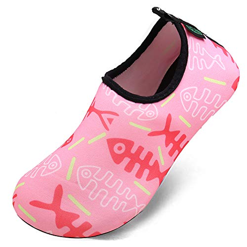 SAGUARO Wasserschuhe Mädchen rutschfeste Neoprenschuhe Barfußschuhe Badeschuhe für Schwimmbad Strand, 24/25 EU, Fischgräte Rosa von SAGUARO