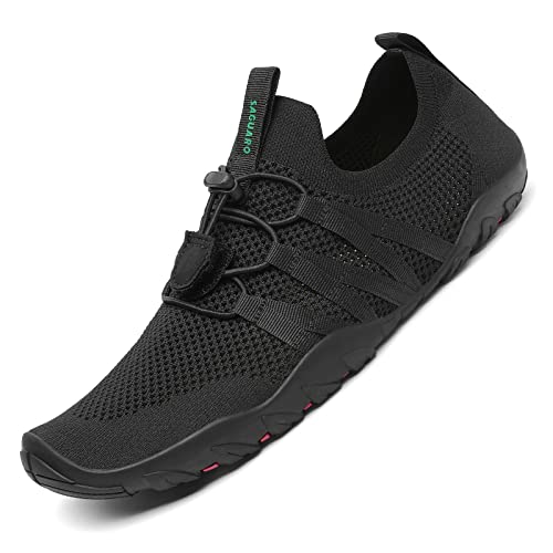 SAGUARO Wasserschuhe Herren Damen Schnell Trocknend Schwimmschuhe Atmungsaktiv rutschfeste Badeschuhe mit Dicke Sohle für Frauen Männer, Signal Schwarz, 48 EU von SAGUARO