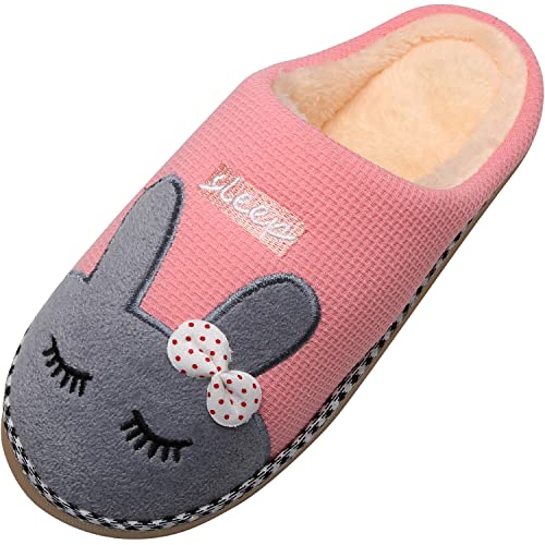 SAGUARO Winter Baumwolle Pantoffeln Plüsch Wärme Weiche Hausschuhe Kuschelige Home rutschfeste Slippers mit Cartoon für Herren Damen, 37/38 EU=38/39 CN Pink von SAGUARO