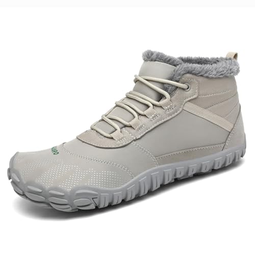 SAGUARO Winterschuhe Damen Gefüttert Warm Barfußschuhe Herren Schneestiefel Männer Barfuss Schuhe Outdoor Wasserdicht Rutschfeste Weiß 36 von SAGUARO