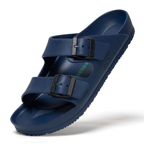 SAGUARO Hausschuhe Herren Damen Leicht Elastisch Pantoletten Klassisch Badschuhe Unisex Erwachsener Sandalen, Haus Blau 40 von SAGUARO