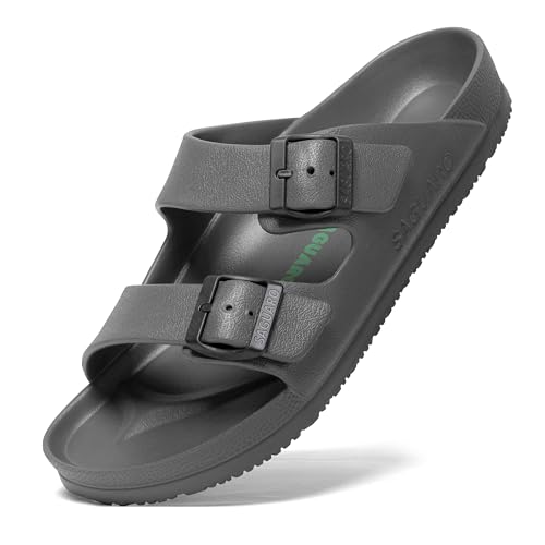 SAGUARO Hausschuhe Herren Damen Leicht Elastisch Pantoletten Klassisch Badschuhe Unisex Erwachsener Sandalen, Haus Dunkelgrau 40 von SAGUARO
