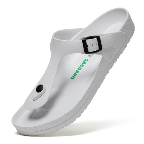 SAGUARO Zehentrenner Herren Leichte Flip-Flops Damen Rutschfest Hausschuhe Sommer Weich Pantoletten Garten Unisex Slippers 43 EU von SAGUARO