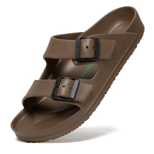 SAGUARO Hausschuhe Herren Damen Leicht Elastisch Pantoletten Klassisch Badschuhe Unisex Erwachsener Sandalen, Haus Braun 44 von SAGUARO