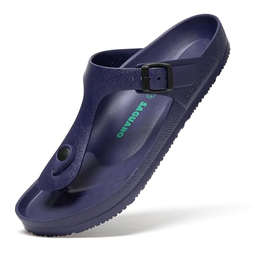SAGUARO Hausschuhe Herren Damen Leicht Elastisch Pantoletten Klassisch Badschuhe Unisex Erwachsener Sandalen, Slipper Tiefes Blau 46 von SAGUARO