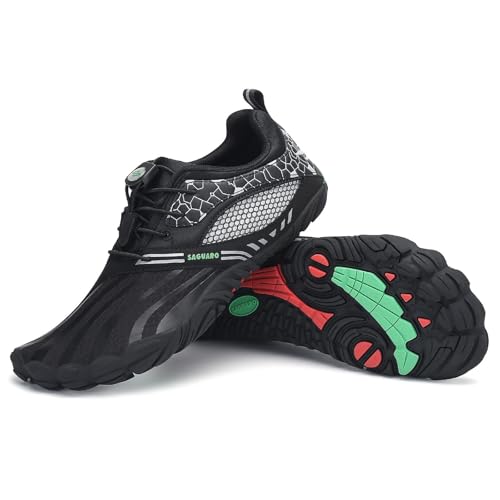 SAGUARO Barfußschuhe Herren Barfuss Schuhe Damen Barfussschuhe Outdoor Sport Zehenschuhe Fitnessschuhe rutschfest Traillaufschuhe Fe Schwarz,Gr.37 von SAGUARO