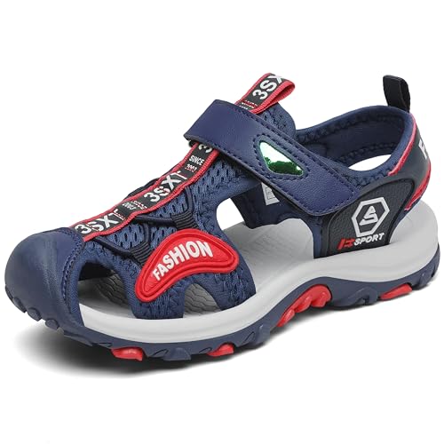 Sandalen Jungen Geschlossene Sommer Atmungsaktiv rutschfest Abriebfestem Kinder Strand Schuhe Outdoor Trekking Schuhe Weichem Blau Gr.34 von SAGUARO