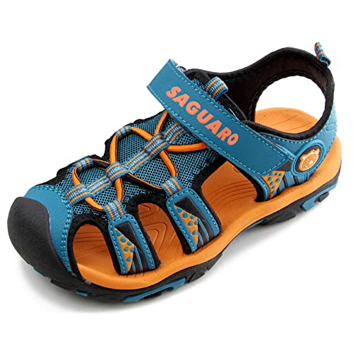 Sandalen Jungen Geschlossene Sommer Atmungsaktiv rutschfest Kinder Strand Schuhe Outdoor Trekking Schuhe Breathable Blau Gr.31 von SAGUARO