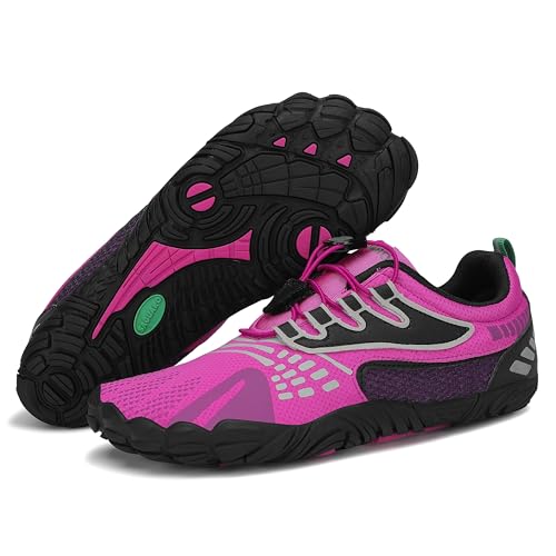 Trekking Barfussschuhe Frauen Atmungsaktiv Badeschuhe Damen Schnell Trocknend Wasserschuhe Sport Violett Gr.42 von SAGUARO
