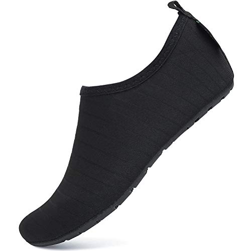 Unisex Badeschuhe Breathable Water Shoes Herren Leichte Bequeme Wasserschuhe Damen Slip-on Wassersportschuhe, Strand Schwarz 46/47 von SAGUARO