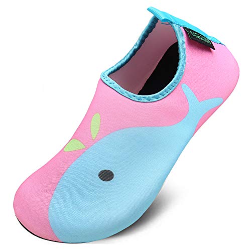 Unisex Kinder Aquaschuhe Schnell Trocknend Schwimmschuhe Breathable Wasserschuhe Beach Shoes,Delphin Rosa,30/31 von SAGUARO