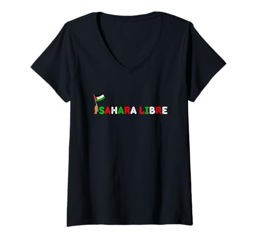 Damen Freie Westsahara, freie Sahra, Saharaui T-Shirt mit V-Ausschnitt von SAHARA LIBRE