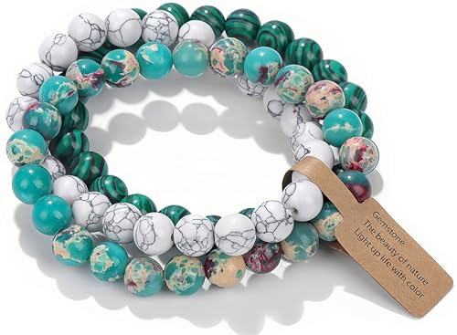 SAIBANGZI Handmade Echte Natursteinperlen Heilsteine Armband Unisex Chakren Perlenarmband, 8MM Runde Edelsteine Yoga Armbänder, Elastische Perlen Anti Stress Armband SAIBANGZI Handmade Echte Natursteinperlen Heilsteine Armband Unisex Chakren Perlenarmband, 8MM Runde Edelsteine Yoga Armbänder, Elastische Perlen Anti Stress Armband von SAIBANGZI
