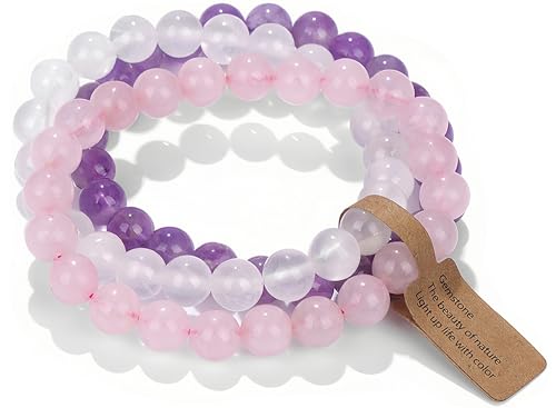 SAIBANGZI Handmade Echte Natursteinperlen Heilsteine Armband Unisex Chakren Perlenarmband, 8MM Runde Edelsteine Yoga Armbänder, Elastische Perlen Anti Stress Armband SAIBANGZI Handmade Echte Natursteinperlen Heilsteine Armband Unisex Chakren Perlenarmband, 8MM Runde Edelsteine Yoga Armbänder, Elastische Perlen Anti Stress Armband von SAIBANGZI