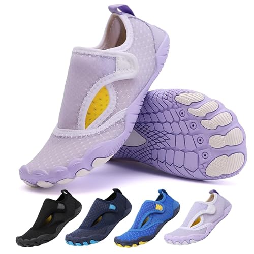 SAIBOO Barfußschuhe Kinder 31 Wasserschuhe Jungen Mädchen Strandschuhe Schwimmschuhe Leichte Barfussschuhe Trocknend Badeschuhe rutschfeste Aquaschuhe Unisex Lila von SAIBOO