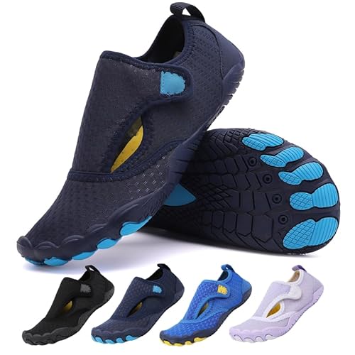 SAIBOO Barfussschuhe Kinder 34 Wasserschuhe Barfußschuhe Junge Mädchen Badeschuhe Barfuß Schuhe Schwimmschuhe Aquaschuhe Schnell Trocknend Strandschuhe Unisex Dunkelblau von SAIBOO