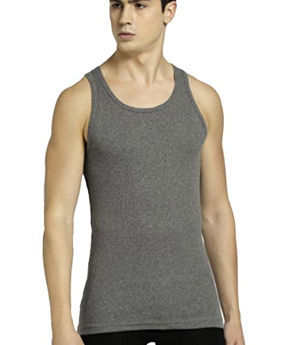 Herren Unterhemden aus 100% gerippter Baumwolle, normale Passform, Tank-Tops, ärmellos, super saugfähig, Unterhemden, atmungsaktiv, weich & bequem, juckfreie Etiketten, dunkelgrau, L/XL von SAIF