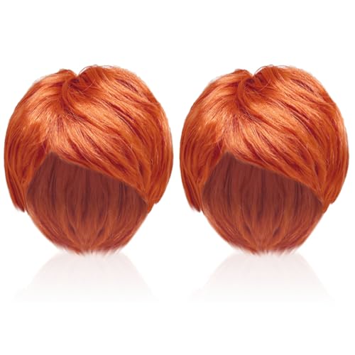 SAIIURV 2 Stück Orange Perücke Herren Ingwer Perücken Kurze Rote Boyband Kostüm Punk Rockstar Perücke Männer Lustige Perücken 60er 70er 80er Jahre Kostüm Zubehör für Party Karneval Halloween (2 Stück) von SAIIURV