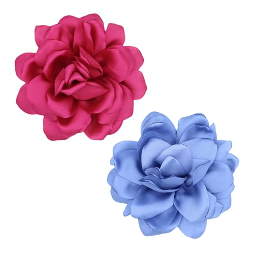 SAIIURV 2 Stück Rosen Blumenbrosche für Frauen Mädchen, Klassisch Reversbroschen Rosen Brosche Satinstoff Anstecknadeln Blume Haarklammer Hochzeit Party Accessoires für Tanz Bankett (2 Farben) von SAIIURV