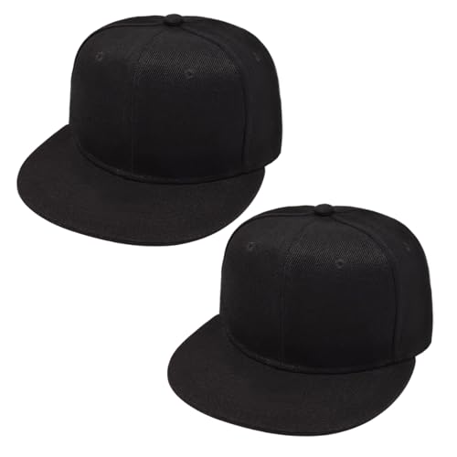 SAIIURV 2 Stücke Klassische Snapback-Mütze, Hip-Hop-Stil, Snapback Cap Herren & Damen, Verstellbar Baseboard Baseballkappe, Sonnenschutz Baseballkappe für Outdoor Running Tennis Golf Reisen (Schwarz) von SAIIURV