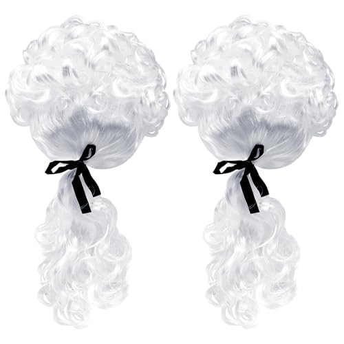 SAIIURV 2 Stücke Richter-Cosplay-Set, Richter-Kostüm-Zubehör, Edelmann Lord Richter Barock Perücke, Drama-Performance-Kostüme, Perücke Wig, Zubehör für Cosplay Halloween Kostüm Party Beweig (Weiß) von SAIIURV