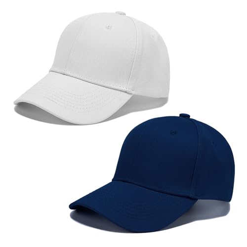 SAIIURV 2 Stücke Unisex Kinder Jungen Mädchen Basecap, Snapback Cap, Kinder Kappe, Verstellbare Baseball Cap, Kinder Hut Draussen Sport Baseball Mütze für Reisen Golf Tennis (Marineblau, Weiß) von SAIIURV