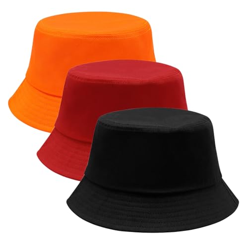 SAIIURV 3 Stück Bunt Fischerhut Streetwear Bucket Hat für Damen Herren, Plain Wendbares Fischerhüte Modisch Schutz Sommerhut Hut, Faltbar Anglerhut Doppelseitig Eimer Hüte für Camping Wandern Reisen von SAIIURV