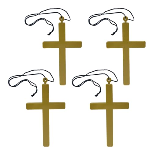 SAIIURV 4 Stück Kreuz Kette Karneval oder Halloween Halskette mit Kreuz für Priester Pfarrer Bischof- oder Nonnenkostüm von SAIIURV