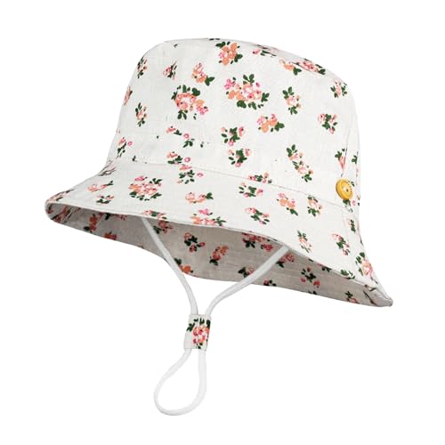 SAIIURV Sonnenhut Baby Kleinkind Kinder Sommerhut Jungen Mädchen Eimerhut Fischerhut Kind Baby Strandhut Süße Cartoon Bagger Sommermütze mit Kinnriemen für Outdoor Strand 2-4 Jahre (52CM) von SAIIURV