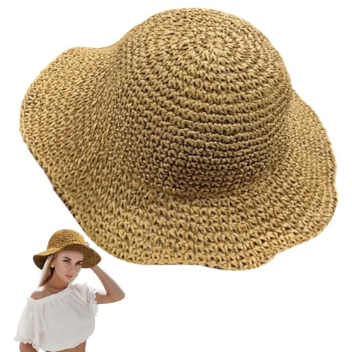 SAIIURV Stroh Sommerhut für Damen mit Groß Sonnen Shade Panamahut Breite Krempe Sonnenhut UPF 50 + Sommer Stroh Sonnenhut von SAIIURV