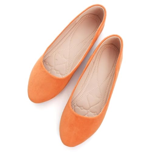 SAILING LU Damen Ballerinas mit spitzem Zehenbereich, bequem, einfarbig, flache Schuhe für Frauen, Arbeit, Slipper, Mokassins, 868-upgrade-orange, 41.5 EU von SAILING LU