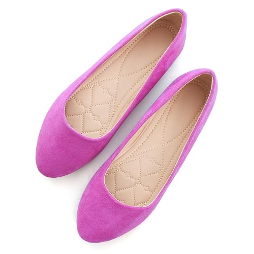 SAILING LU Pointy Toe Schuhe Damen Solid Ballerinas Komfort Solide Flache Schuhe für Arbeit Slip On Mokassins, 868 Upgrade-Grape Purple, 39 EU von SAILING LU