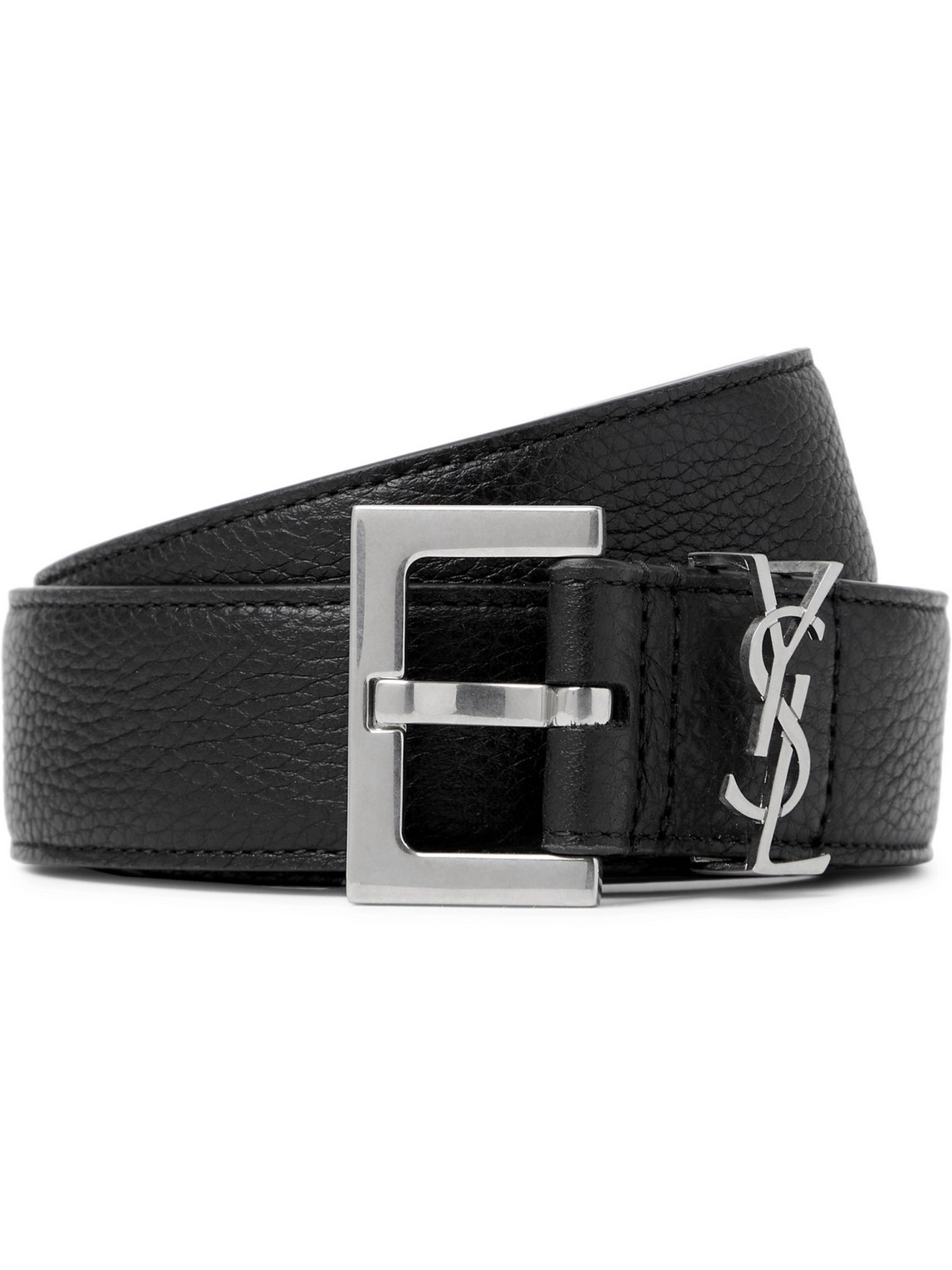 SAINT LAURENT - 3cm Full-Grain Leather Belt - Men - Black - EU 100 von SAINT LAURENT