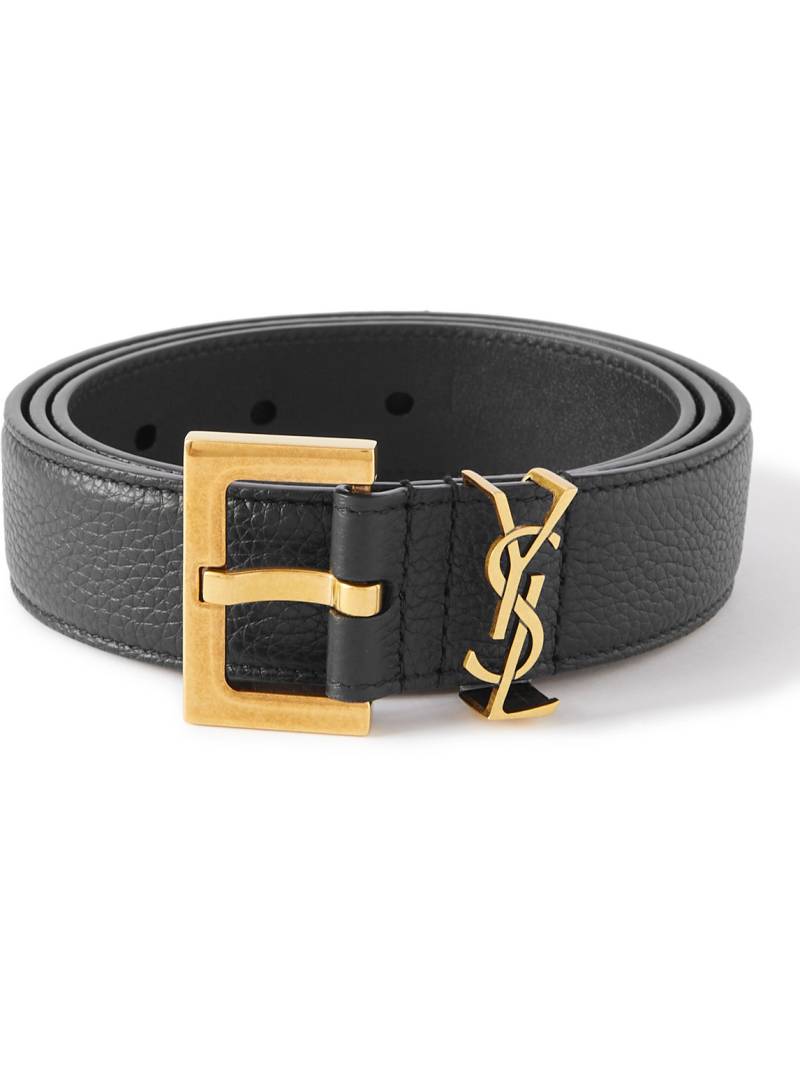 SAINT LAURENT - 3cm Full-Grain Leather Belt - Men - Black - EU 105 von SAINT LAURENT