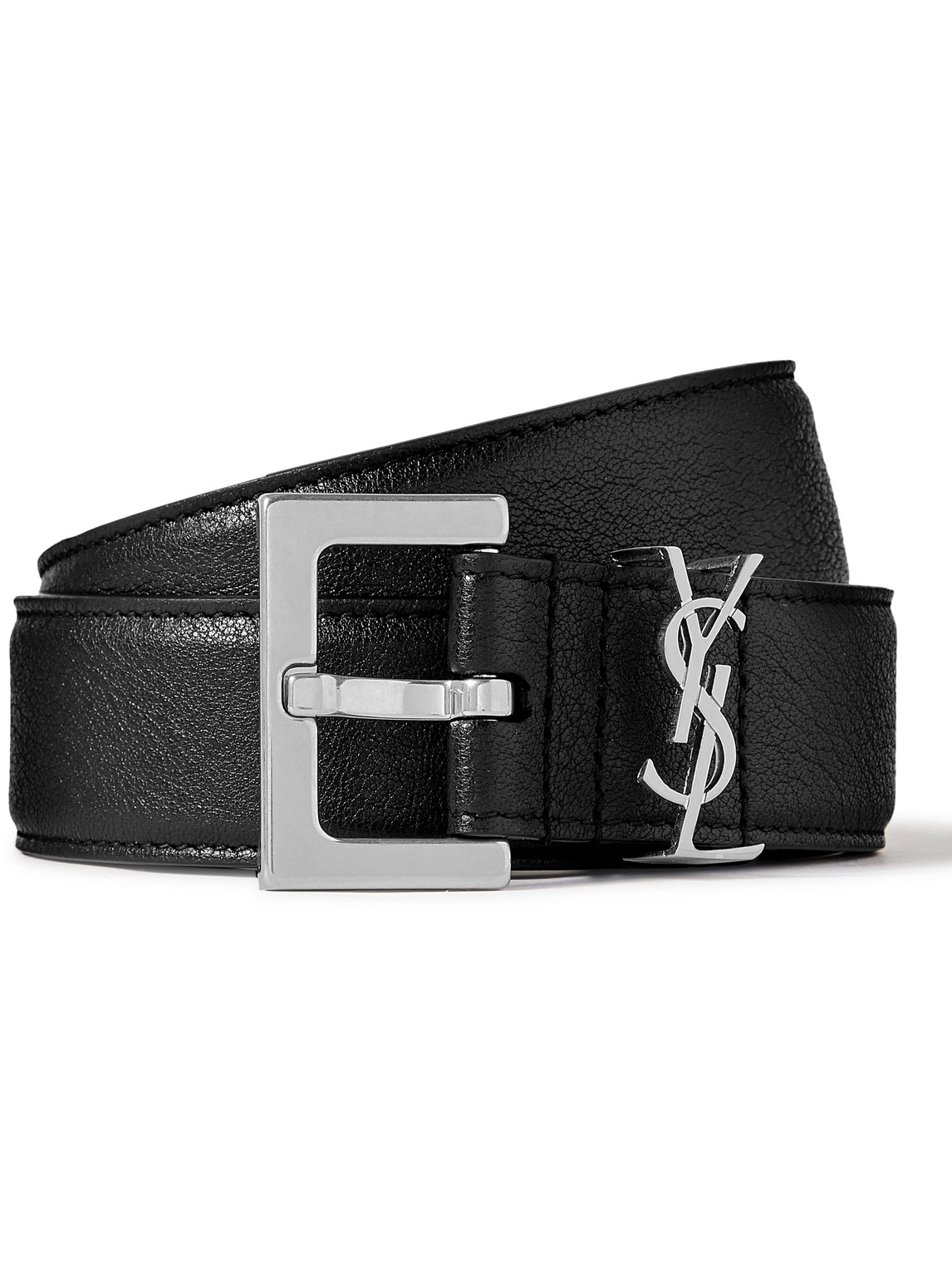 SAINT LAURENT - 3cm Full-Grain Leather Belt - Men - Black - EU 90 von SAINT LAURENT