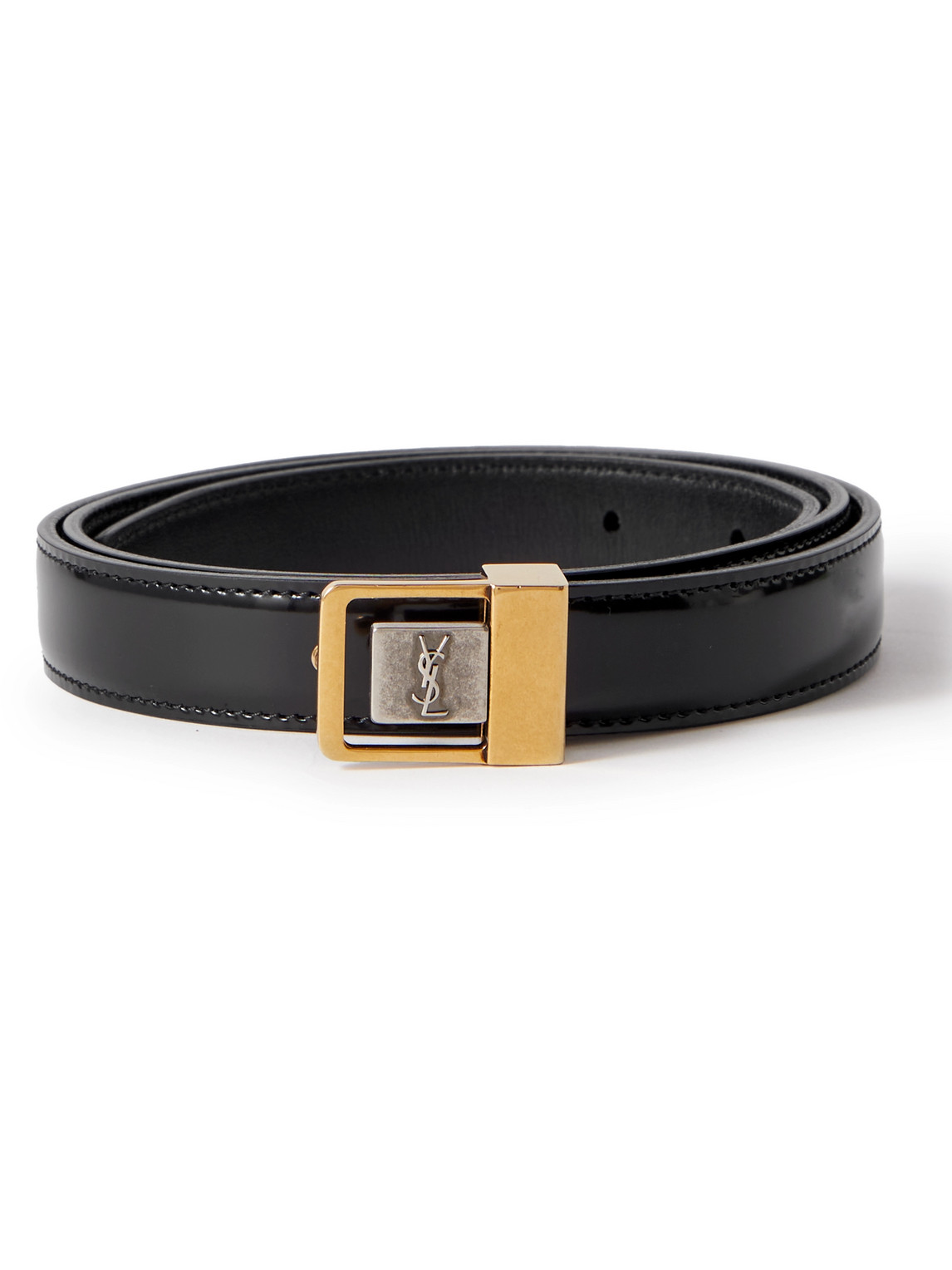 SAINT LAURENT - 3cm Logo-Embellished Leather Belt - Men - Black - EU 105 von SAINT LAURENT