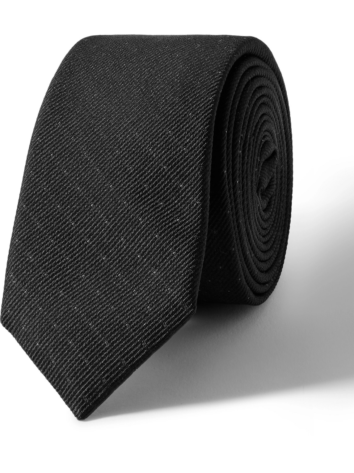 SAINT LAURENT - 5cm Polka-Dot Wool and Silk-Blend Jacquard Tie - Men - Black - L von SAINT LAURENT