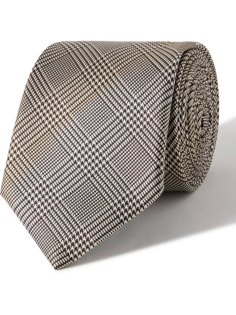 SAINT LAURENT - 7cm Prince of Wales Checked Silk Tie - Men - Neutrals - L von SAINT LAURENT
