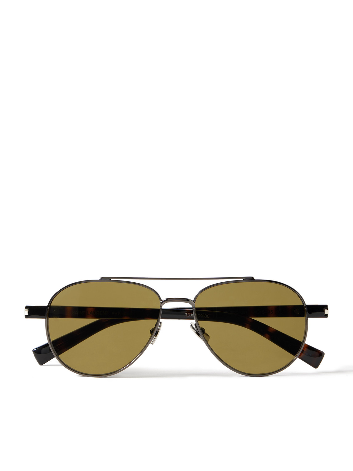 SAINT LAURENT - Aviator-Style Gunmetal-Tone and Tortoiseshell Acetate Sunglasses - Men - Tortoiseshell von SAINT LAURENT
