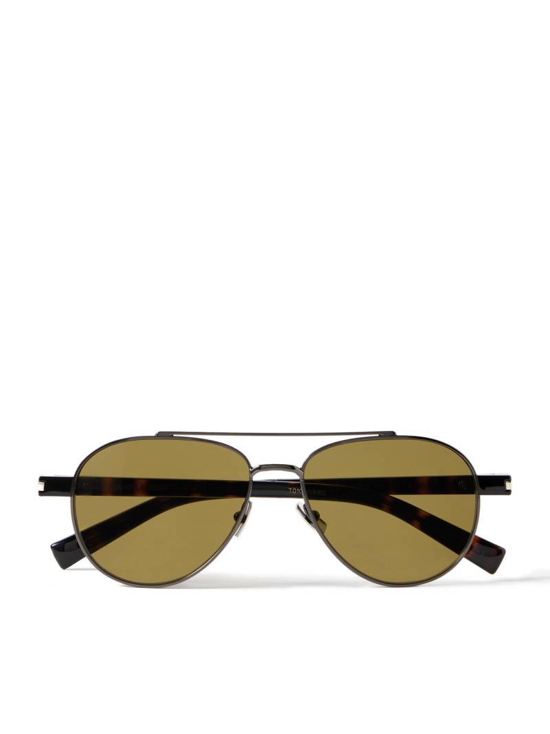 SAINT LAURENT - Aviator-Style Gunmetal-Tone and Tortoiseshell Acetate Sunglasses - Men - Tortoiseshell von SAINT LAURENT