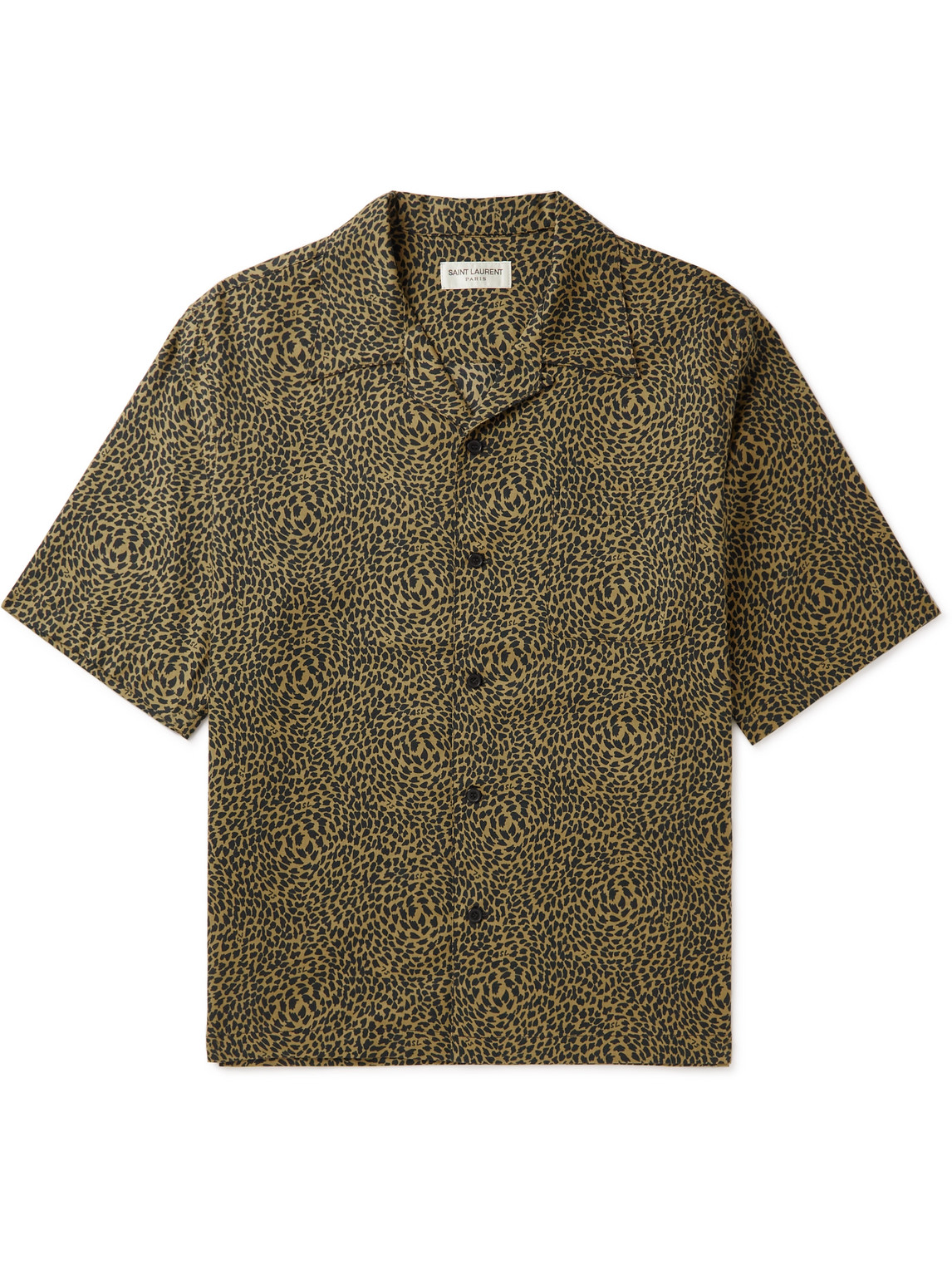 SAINT LAURENT - Camp-Collar Leopard-Print Lyocell and Cotton-Blend Shirt - Men - Brown - L von SAINT LAURENT