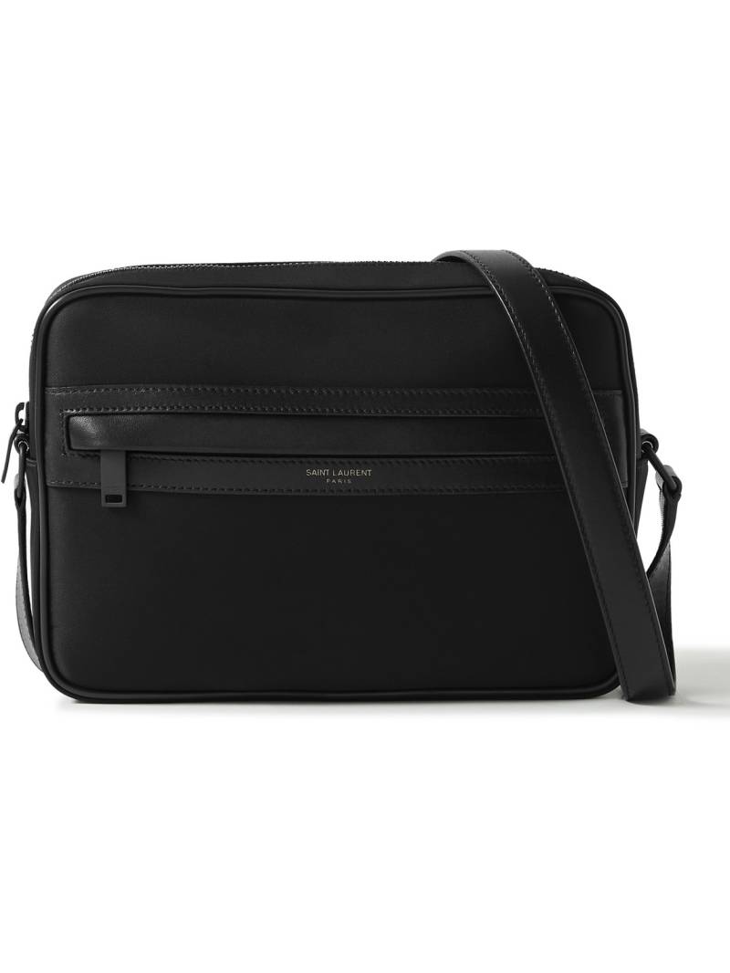 SAINT LAURENT - Camp Leather-Trimmed ECONYL Messenger Bag - Men - Black von SAINT LAURENT