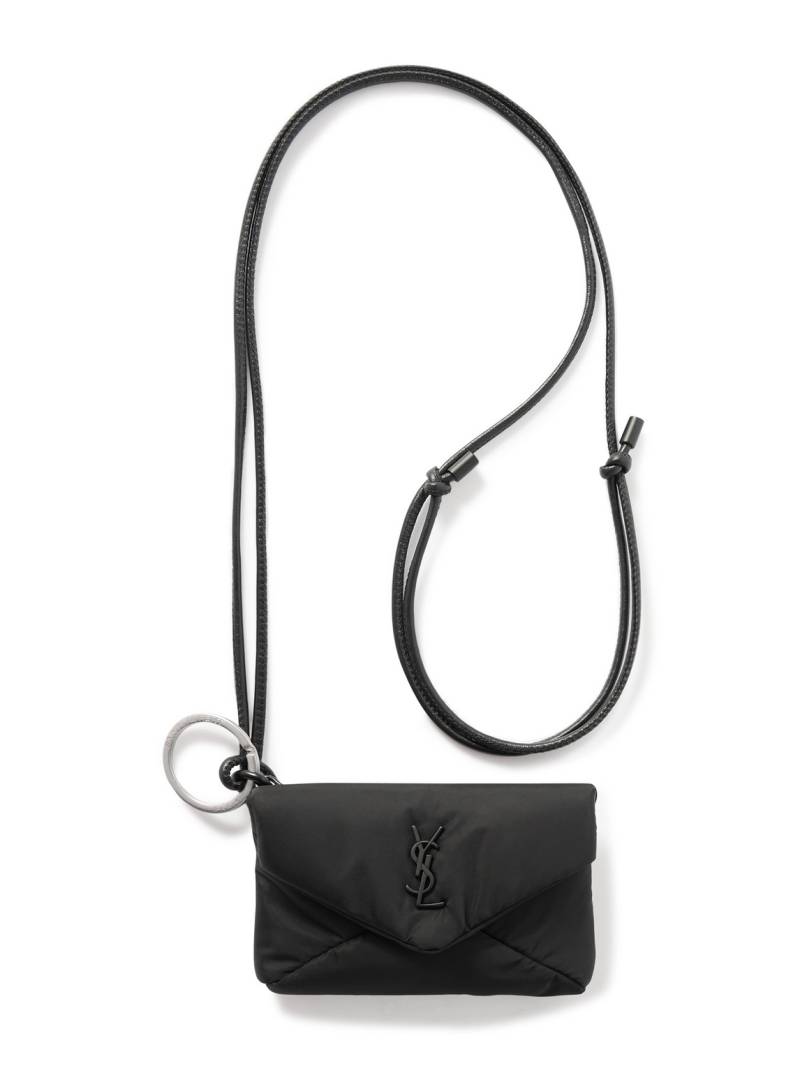 SAINT LAURENT - Cassandre Logo-Appliquéd Leather-Trimmed Quilted Padded Nylon Pouch - Men - Black von SAINT LAURENT