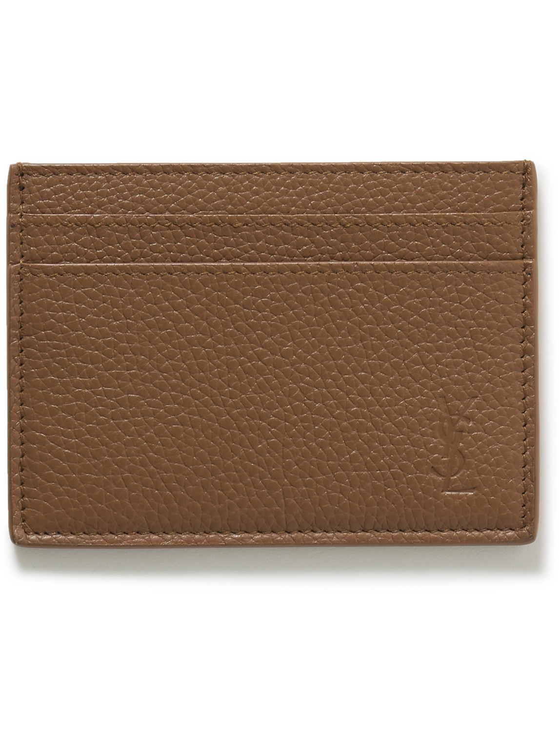 SAINT LAURENT - Cassandre Logo-Debossed Full-Grain Leather Cardholder - Men - Brown von SAINT LAURENT