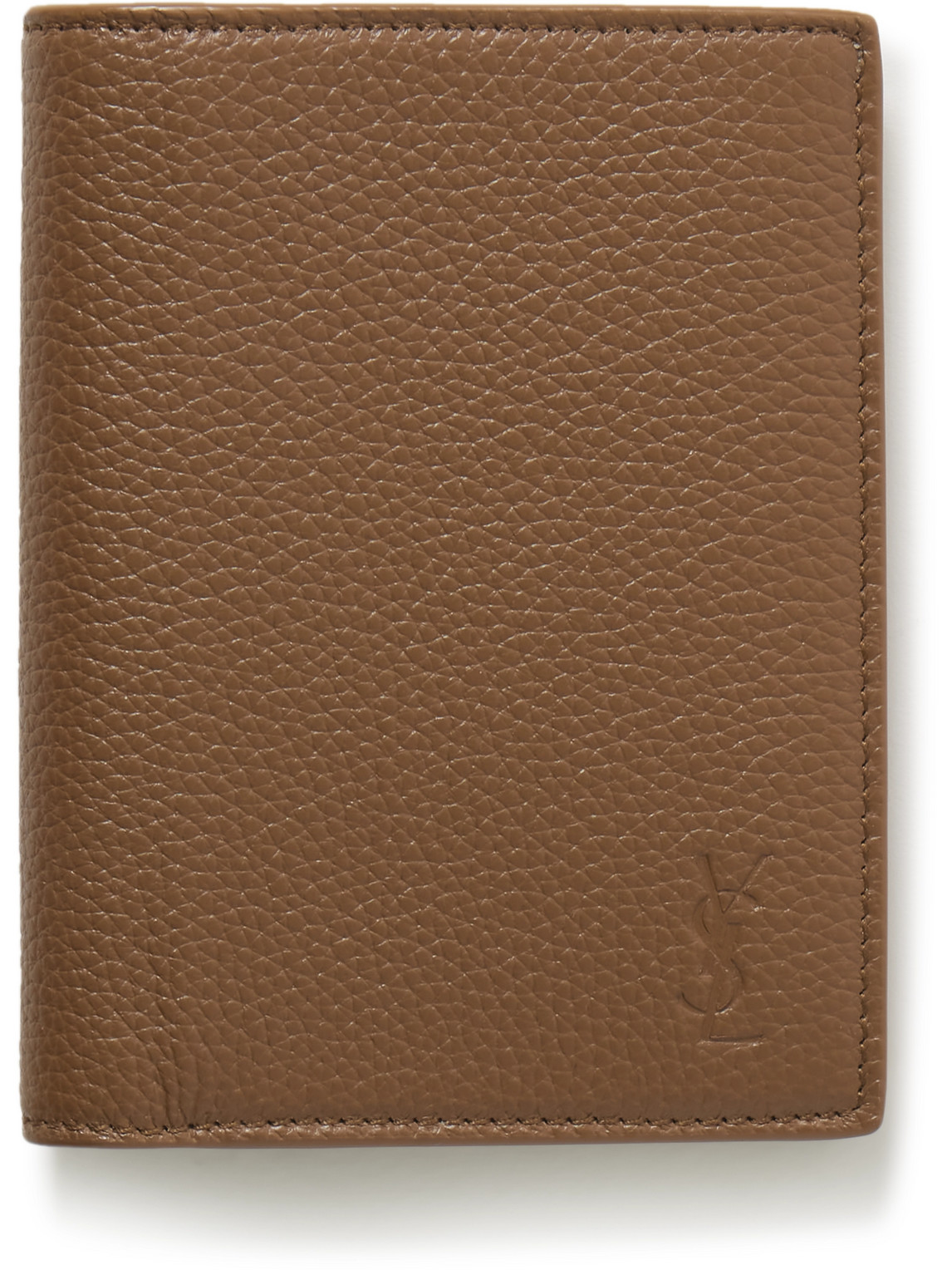 SAINT LAURENT - Cassandre Logo-Debossed Full-grain Leather Bifold Wallet - Men - Brown von SAINT LAURENT