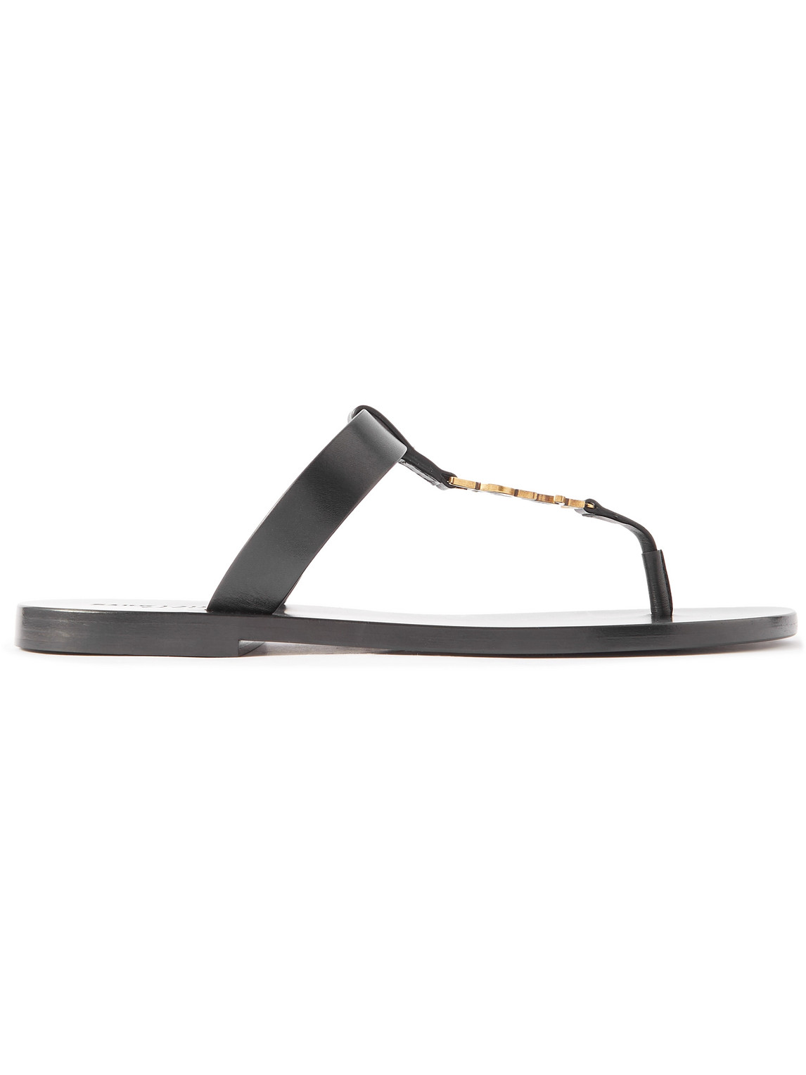 SAINT LAURENT - Cassandre Logo-Embellished Leather Sandals - Men - Black - EU 41 von SAINT LAURENT