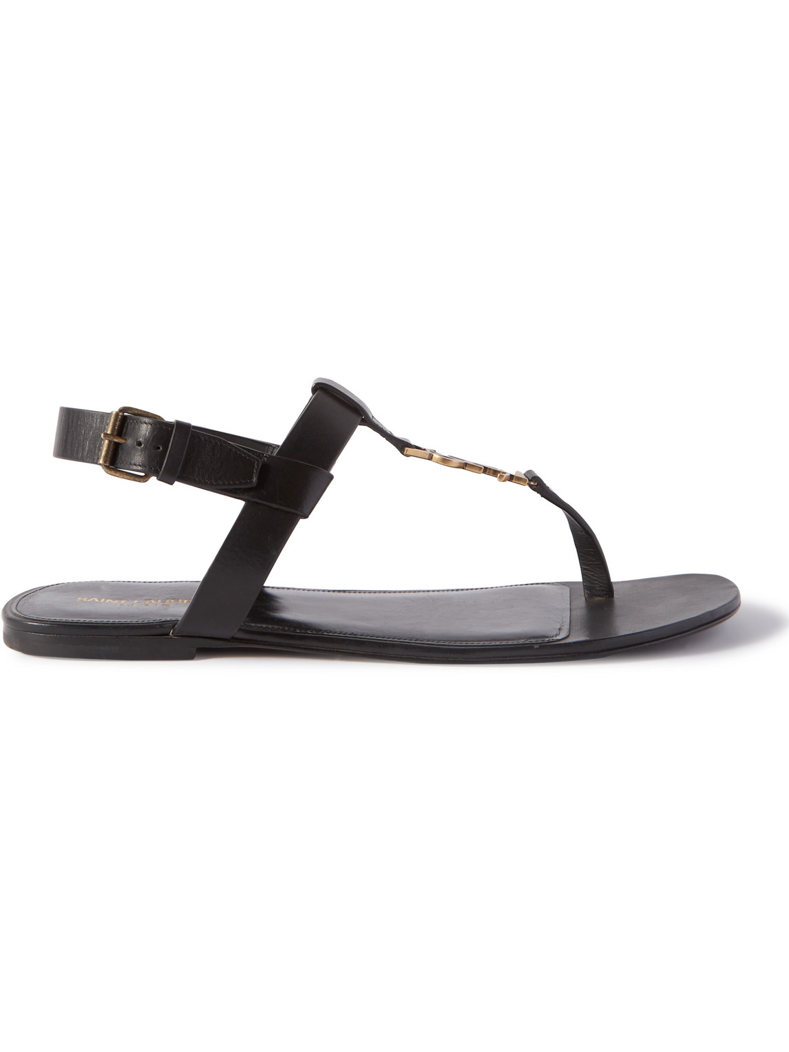 SAINT LAURENT - Cassandre Logo-Embellished Leather Sandals - Men - Black - EU 43 von SAINT LAURENT