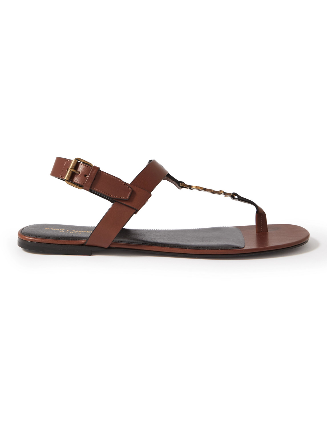 SAINT LAURENT - Cassandre Logo-Embellished Leather Sandals - Men - Orange - EU 42 von SAINT LAURENT